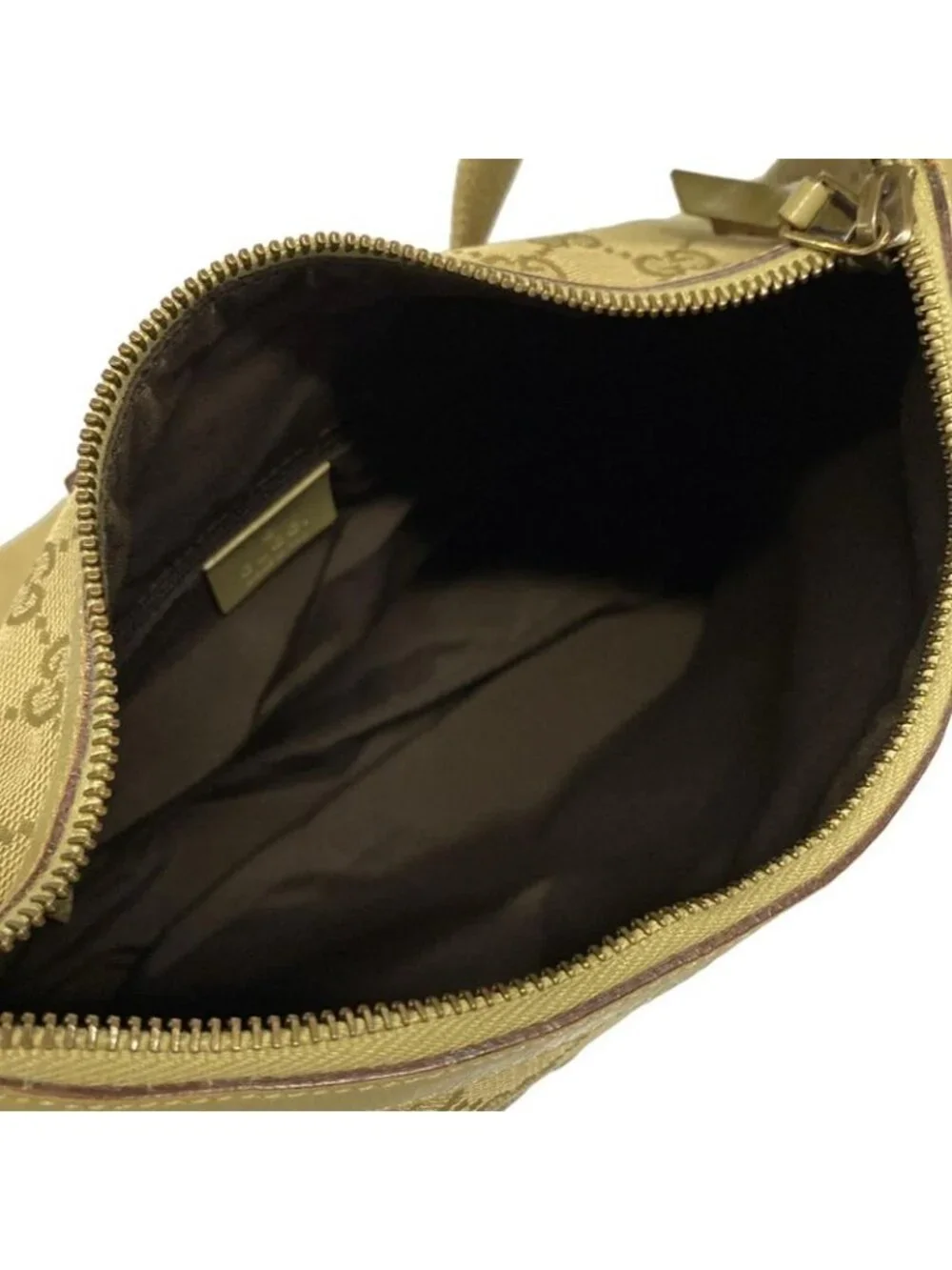 ★SOLD★ Gucci Shoulder Bag GG Pattern Beige Green Leather - Picture 6 of 12